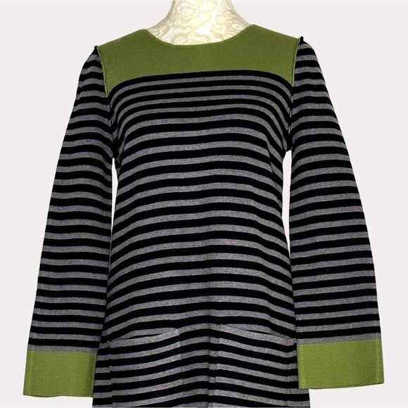 Eliza J Sweater Dress Color Block Stripe Black Gray Green S - Picture 2 of 6
